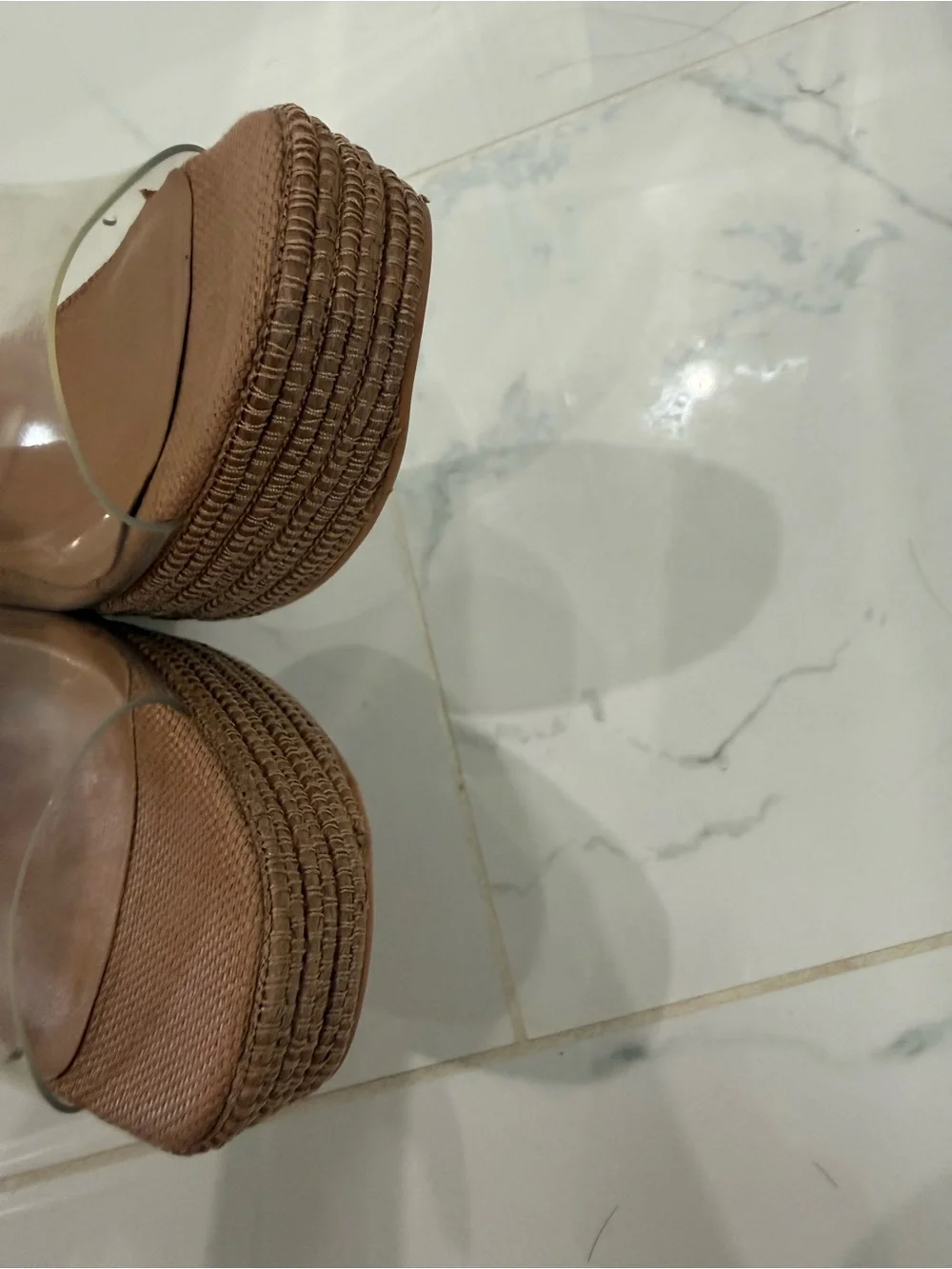 Dolce Vita Lichia Neutral Tan Platform Mule Heels with Clear Strap size 6 - Picture 7 of 7